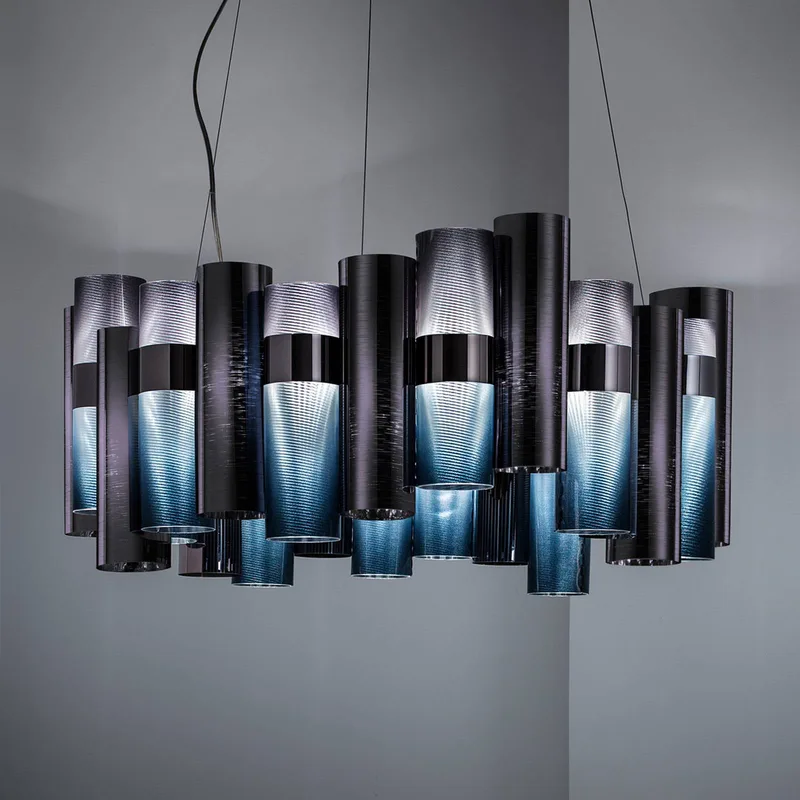 La Lollo L LED hanglamp, Ø80cm, gradiënt fra Slamp i Blå, Lilla, Grå – produktbillede