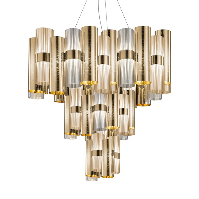 La Lollo XL LED hanglamp, Ø80cm, goud van Slamp in Goud, Transparant – productfoto