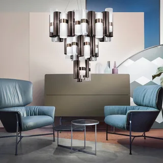 La Lollo XL LED hanglamp, Ø80cm, tin-wit von Slamp in Tin, Weiß, Transparent – Produktfoto 2 von 2