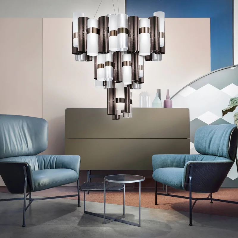 La Lollo XL LED hanglamp, Ø80cm, tin-wit von Slamp in Tin, Weiß, Transparent – Produktfoto 2 von 2