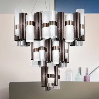 La Lollo XL LED hanglamp, Ø80cm, tin-wit von Slamp in Tin, Weiß, Transparent – Produktfoto 1 von 2