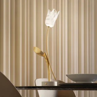 LED tafellamp Tulip, witte voet by Slamp in Gold, White – product photo 5 of 5