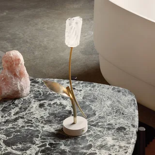 LED tafellamp Tulip, witte voet by Slamp in Gold, White – product photo 1 of 5