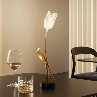 LED tafellamp Tulip, zwarte voet van Slamp in Goud, Zwart – productfoto 1 van 4