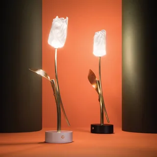 LED tafellamp Tulip, zwarte voet van Slamp in Goud, Zwart – productfoto 4 van 4