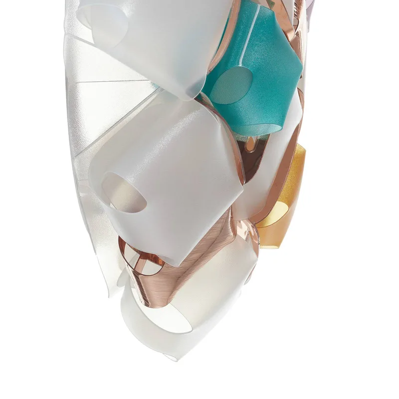 Mida wandlamp, 32x32 cm bont/wit de Slamp en Multicolore, Blanc – photo du produit 4 sur 5