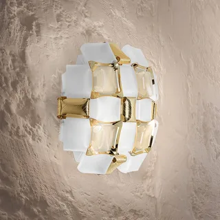 Mida wandlamp, 32x32 cm goud/wit de Slamp en Or, Blanc – photo du produit 1 sur 5