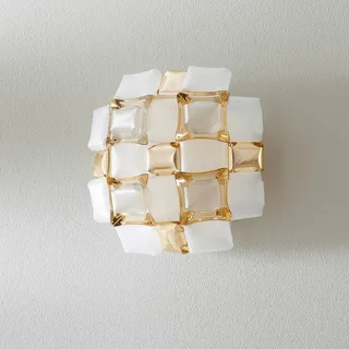 Mida wandlamp, 32x32 cm goud/wit de Slamp en Or, Blanc – photo du produit 3 sur 5