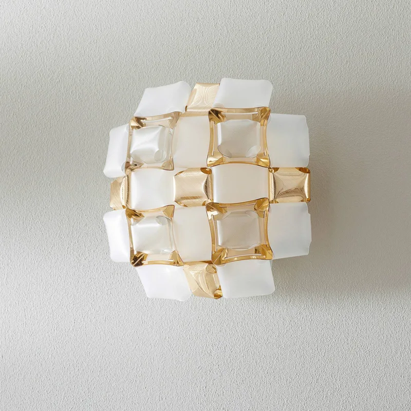 Mida wandlamp, 32x32 cm goud/wit de Slamp en Or, Blanc – photo du produit 3 sur 5
