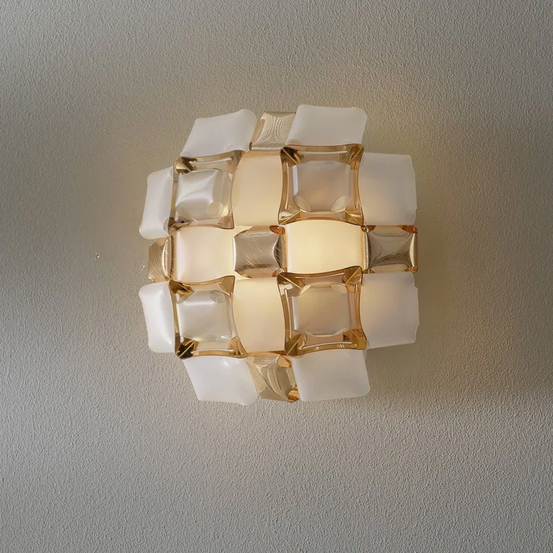 Mida wandlamp, 32x32 cm goud/wit de Slamp en Or, Blanc – photo du produit 2 sur 5