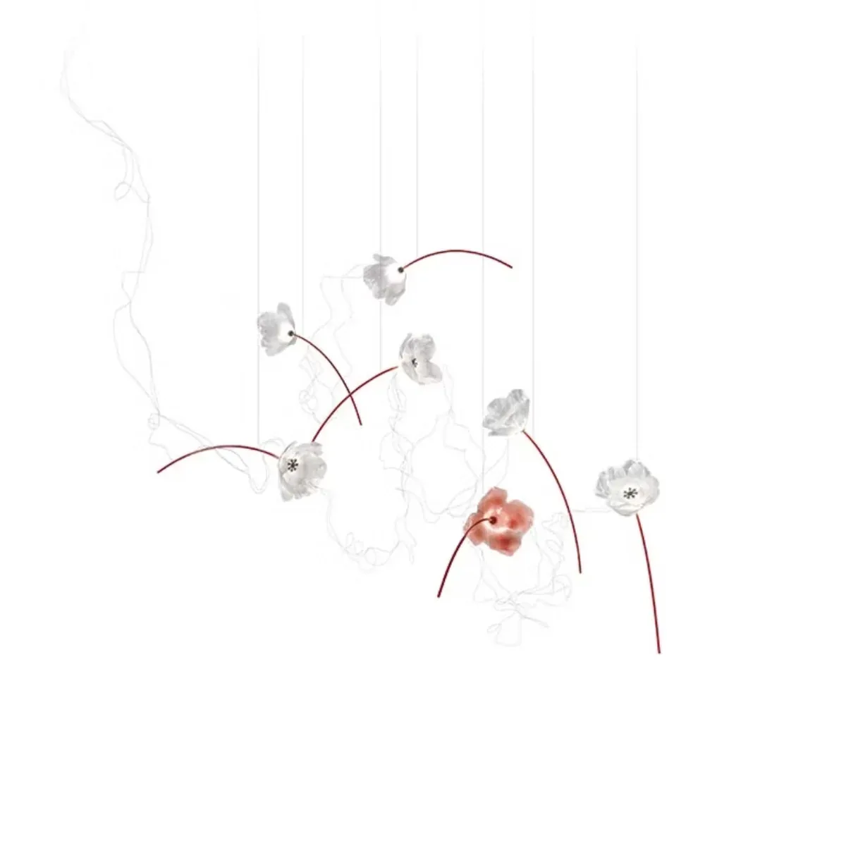 Poppy 7 Transparant/Rood Hanglamp de Slamp – photo du produit