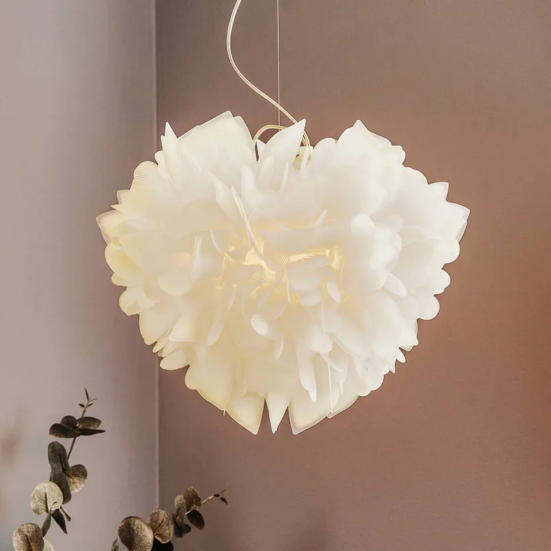 Veli Foliage Hängelampe weiß-transp. Ø 45cm von Slamp in Weiß, Transparent – Produktfoto
