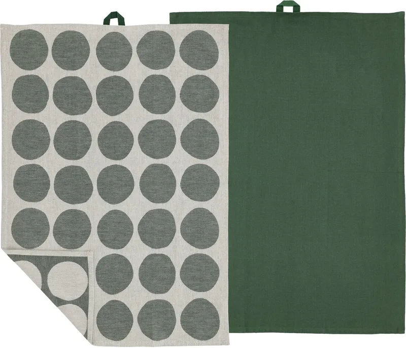 Bubbles Theedoek 50 x 70 cm 2 stuks van Södahl in Pine green – productfoto