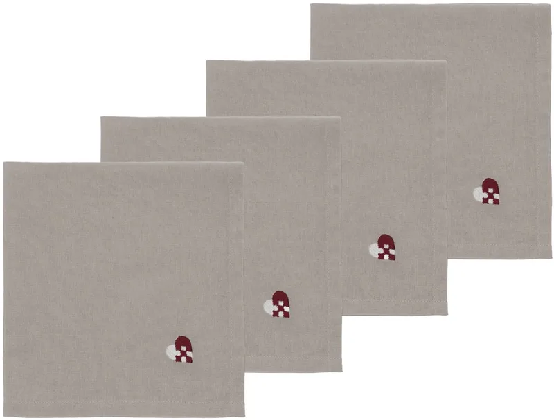 Christmas Hearts Embroidery Stoffen servetten 40 x 40 cm 4 stuks de Södahl en Dark red – photo du produit