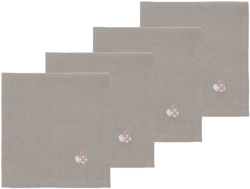 Christmas Hearts Embroidery Stoffen servetten 40 x 40 cm 4 stuks Roze de Södahl en Rose – photo du produit