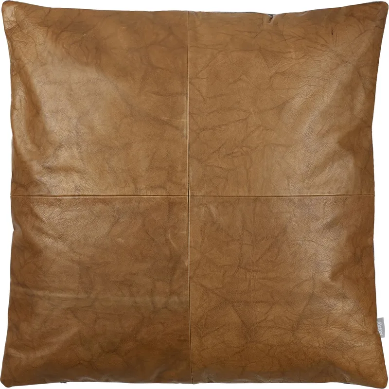 Lodge leather Cushion 60 x 60 cm van Södahl in Black/Tobacco – productfoto