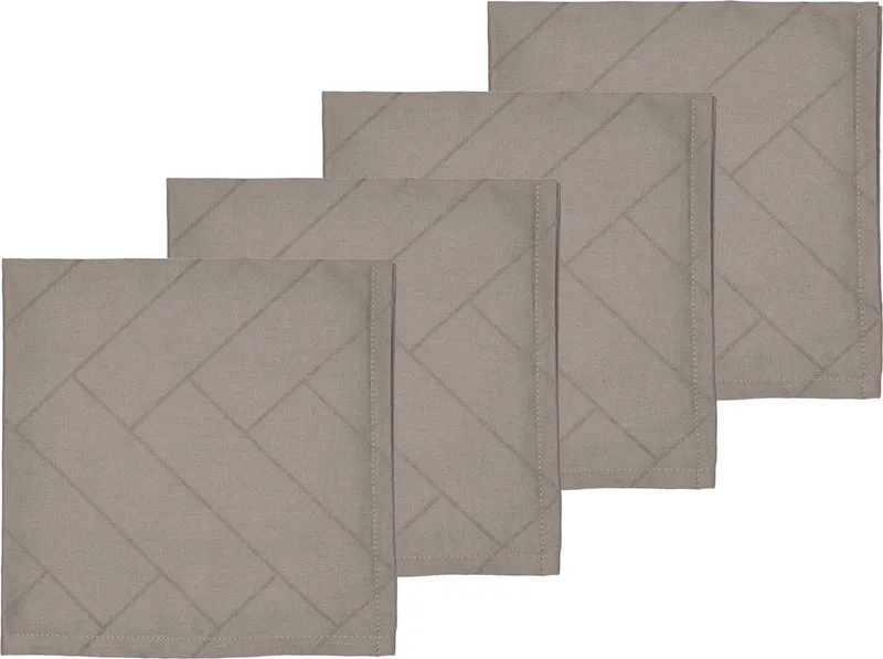 Tiles Damask Stoffen servetten 45 x 45 cm 4 stuks by Södahl in Taupe – product photo