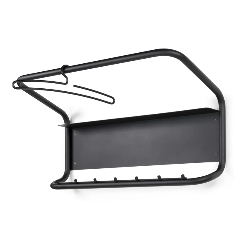 Bend Garderobenständer, m. 7 Haken, schwarzer Stahl (B:80) - Shelving Unit, 7 Hooks, Black Steel van Spinder Design – productfoto