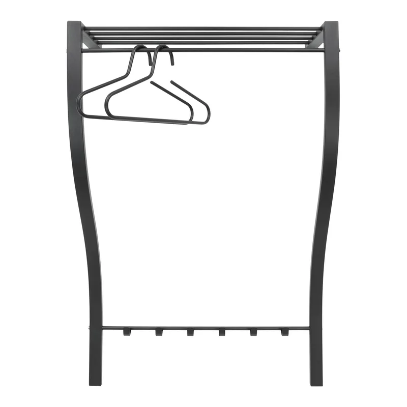 Carve Garderobenständer mit Ablage, Kleiderstange und 6 Haken, schwarzer Stahl, für Kleidung, Schwarz, Spinder Design by Spinder Design – product photo