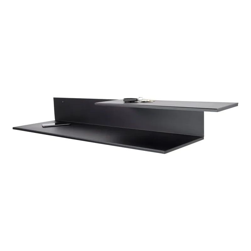 Folded 2 Wandregal - schwarzer Stahl (B:119) van Spinder Design – productfoto