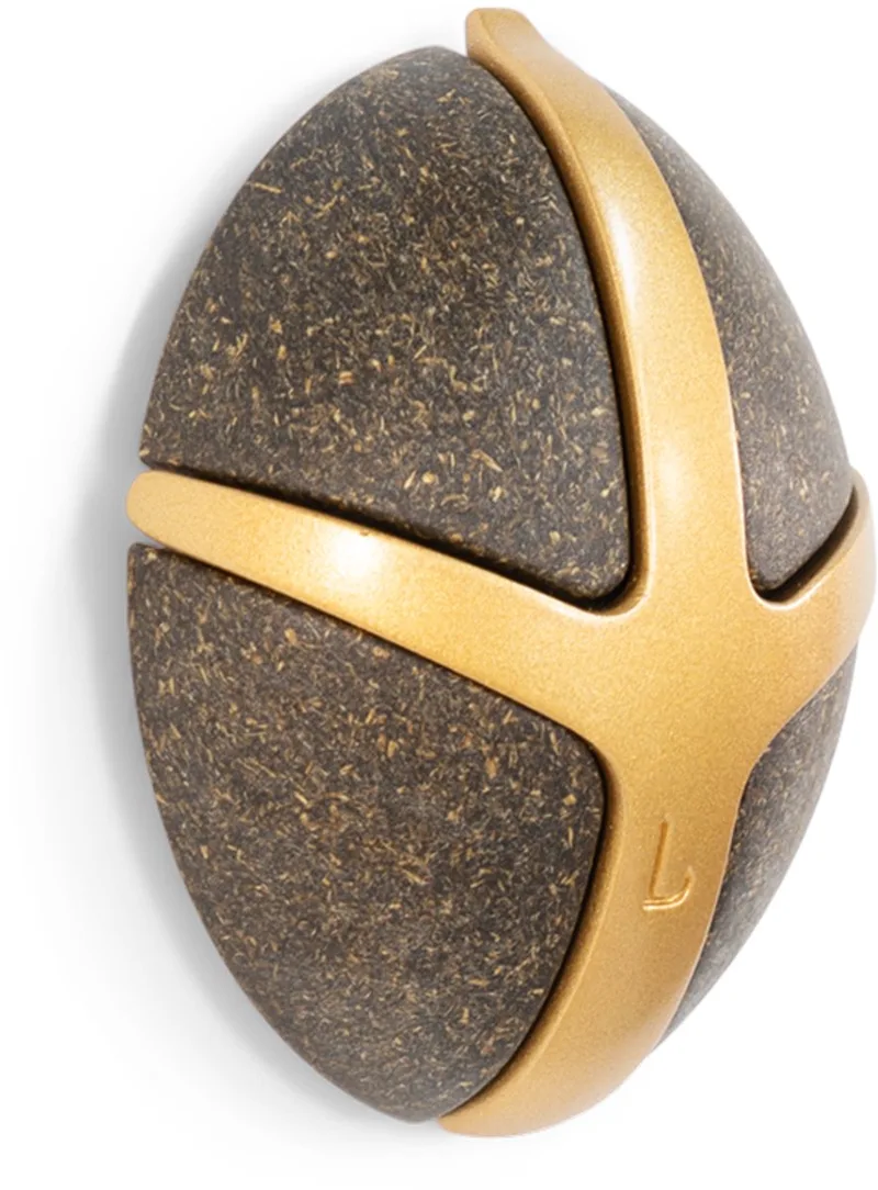 kapstok Bio Tick - Bio / goud - 3 haken van Spinder Design in Donkerbruin – productfoto