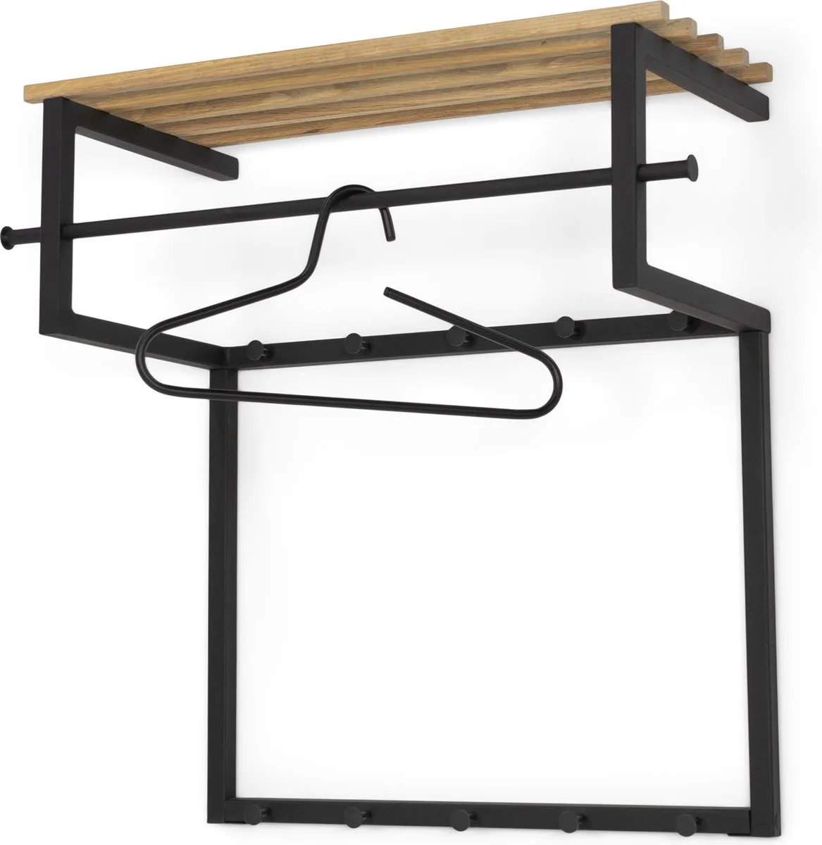 kapstok Rizzoli - Eiken - 10 haken - Staal van Spinder Design in Zwart – productfoto