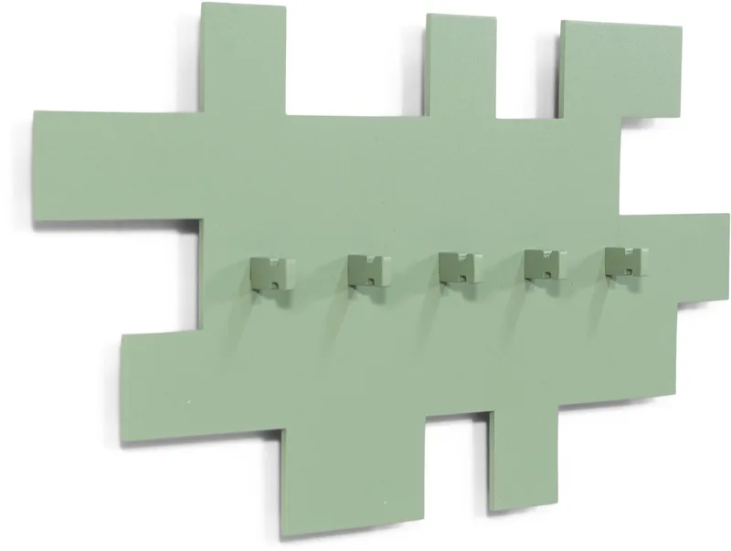kapstok Tetromino - 5 haken - Staal från Spinder Design i Dusty Green – produktbild