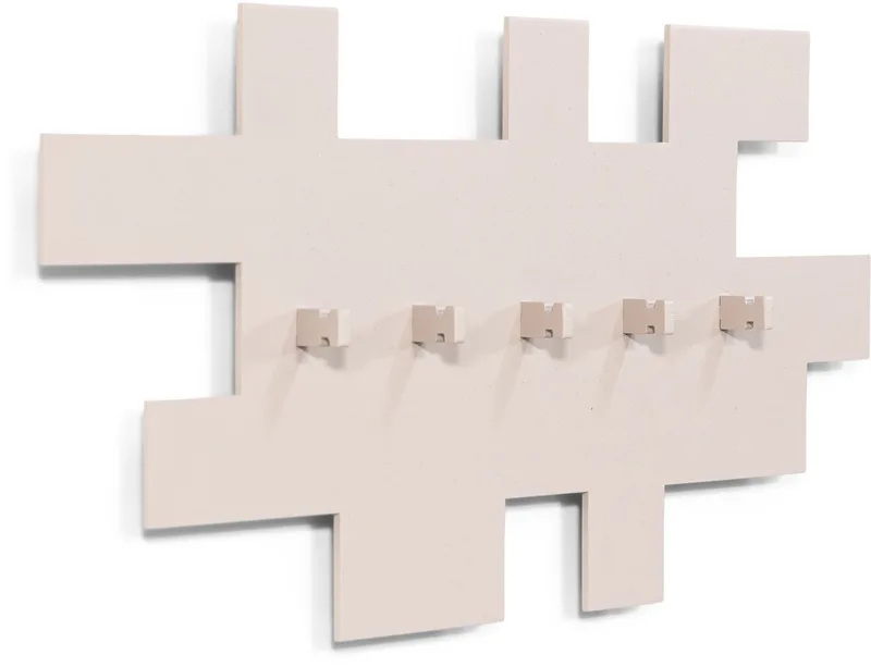 kapstok Tetromino - 5 haken - Staal från Spinder Design i Silky Taupe – produktbild