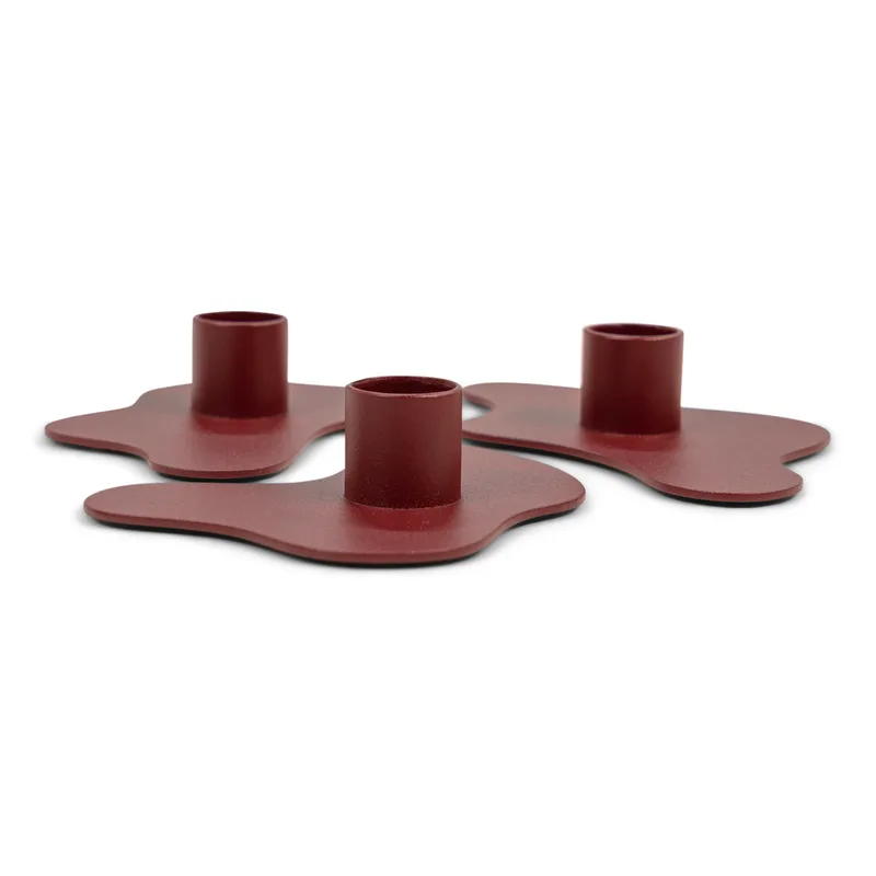 Kerzenhalter für Schmelzkerzen, organisch - burgunderroter Stahl (3er-Set) von Spinder Design, Bordeaux van Spinder Design – productfoto