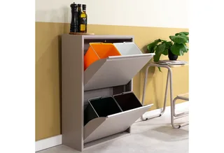Mülltrennsystem GIGI 4, Stahl-Abfalltrennsystem mit 4x 18,5-Liter-Inneneimern van Spinder Design in Grijs – productfoto 5 van 5