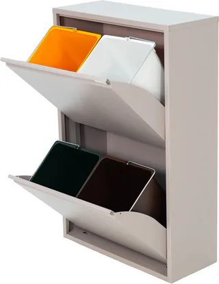 Mülltrennsystem GIGI 4, Stahl-Abfalltrennsystem mit 4x 18,5-Liter-Inneneimern van Spinder Design in Grijs – productfoto 4 van 5