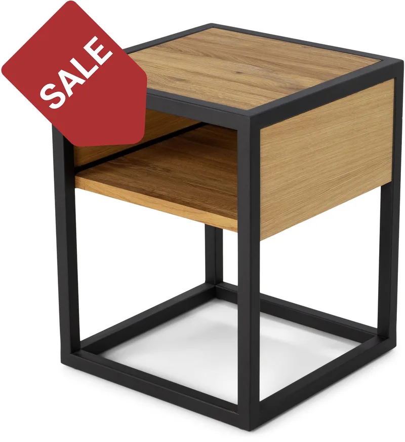 nachtkastje Diva One-Nightstand - Zwart - Eikenhout de Spinder Design en Naturel – photo du produit