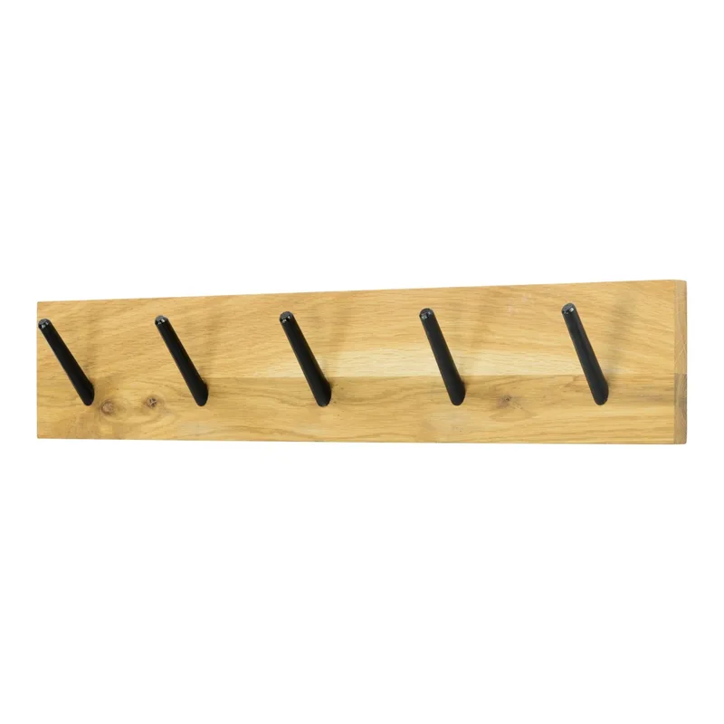 Pic 5 Garderobenständer, mit 5 Haken – Eiche natur und schwarz (B:50) - Möbelständer für Garderobe - Eiche - Natur und Schwarz von Spinder Design – Produktfoto