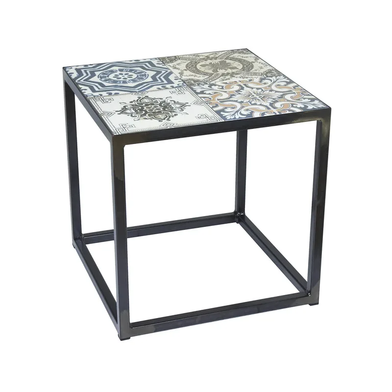 quadratischer Ecktisch Ibiza Blacksmith - mehrfarbige Keramik und Stahl (40x40) by Spinder Design – product photo