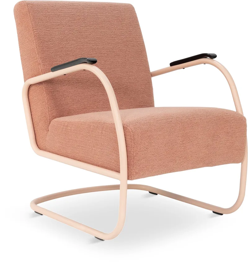 Retro Fauteuil - platgeweven stof - Peachy Rosé/Blush van Spinder Design in Blush – productfoto