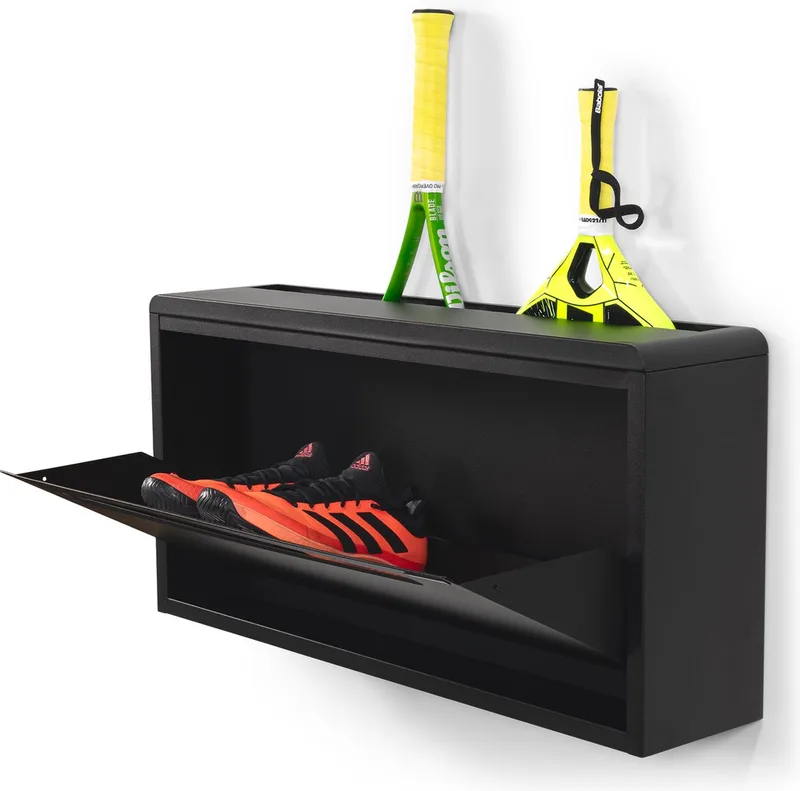 schoenenkast Sportiva - 3 paar schoenen - Staal von Spinder Design in Schwarz – Produktfoto