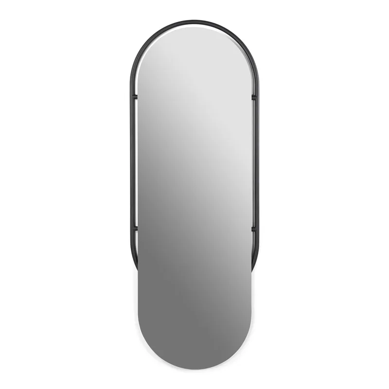 Sfera Wandspiegel, oval – Spiegelglas und schwarzer Stahl (59x159) für Wohnzimmer von Spinder Design – Produktfoto