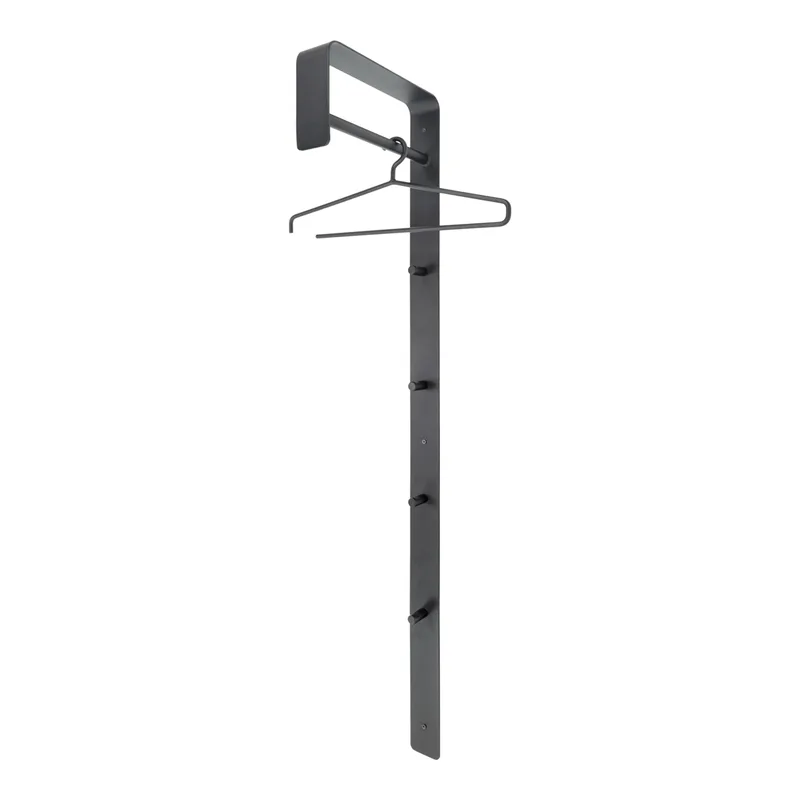 Winkel Bargarderobe mit 4 Haken und 1 Kleiderstange - schwarzer Stahl (H:115) by Spinder Design – product photo