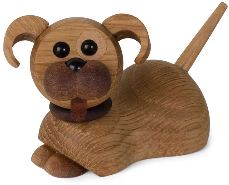 Wooden Figure Animal Lying Puppy "Coco" 68g H7W5.7xL10cm (made in Vietnam) speelgoedfiguur kinderen en volwassenen de Spring Copenhagen en Marron – photo du produit