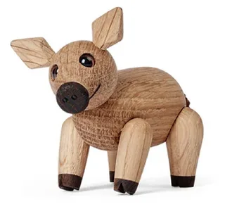 Wooden Figure Animal Pigg "Poppy” 31g H6.0xW4.2xL8.5cm (made in Vietnam) speelgoedfiguur kinderen en volwassenen by Spring Copenhagen in Oak – product photo 2 of 5