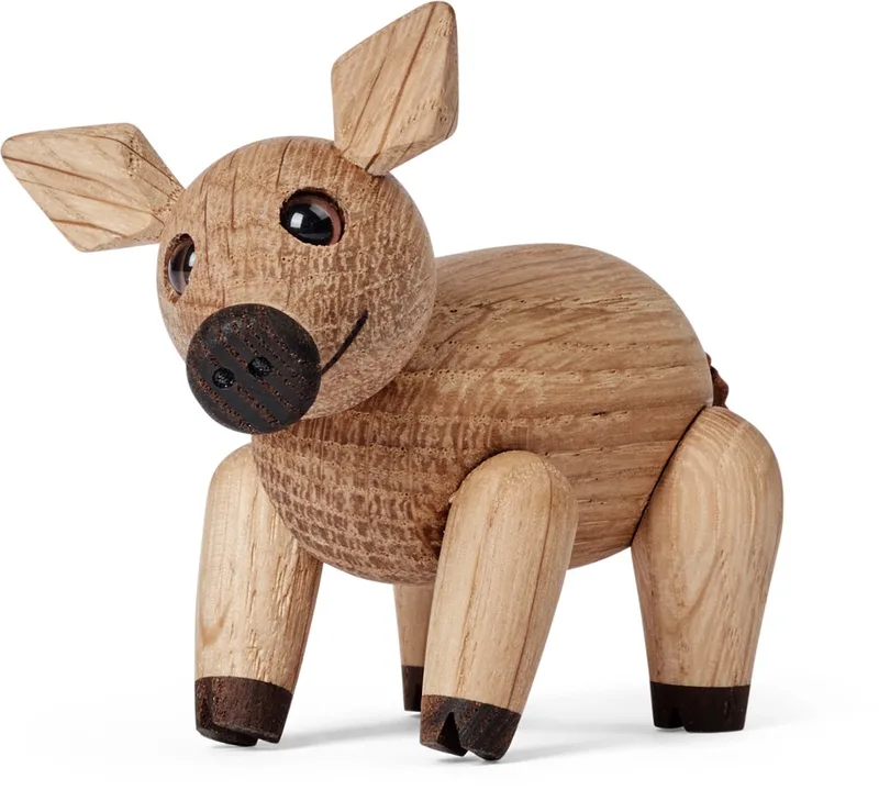 Wooden Figure Animal Pigg "Poppy” 31g H6.0xW4.2xL8.5cm (made in Vietnam) speelgoedfiguur kinderen en volwassenen by Spring Copenhagen in Oak – product photo 1 of 5