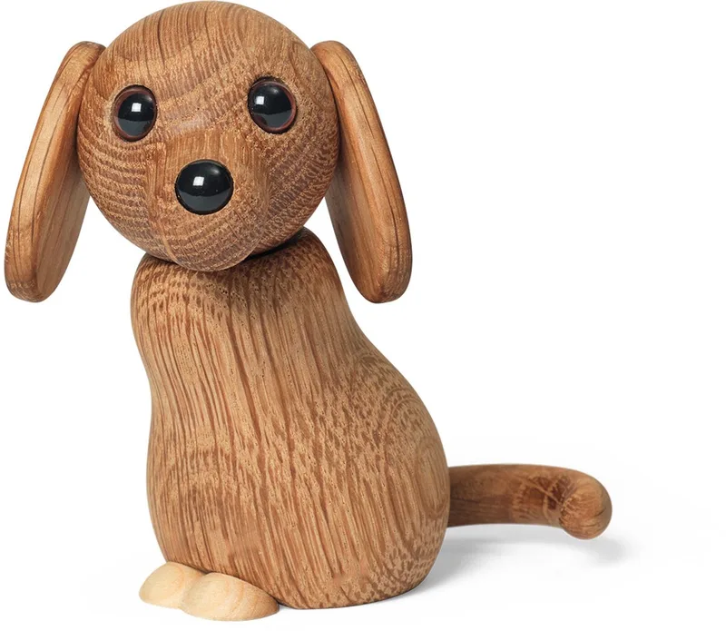 Wooden Figure Animal Puppy "Flash" 71g H8.5W5.2xL9cm (made in Vietnam) speelgoedfiguur kinderen en volwassenen by Spring Copenhagen in Brown – product photo