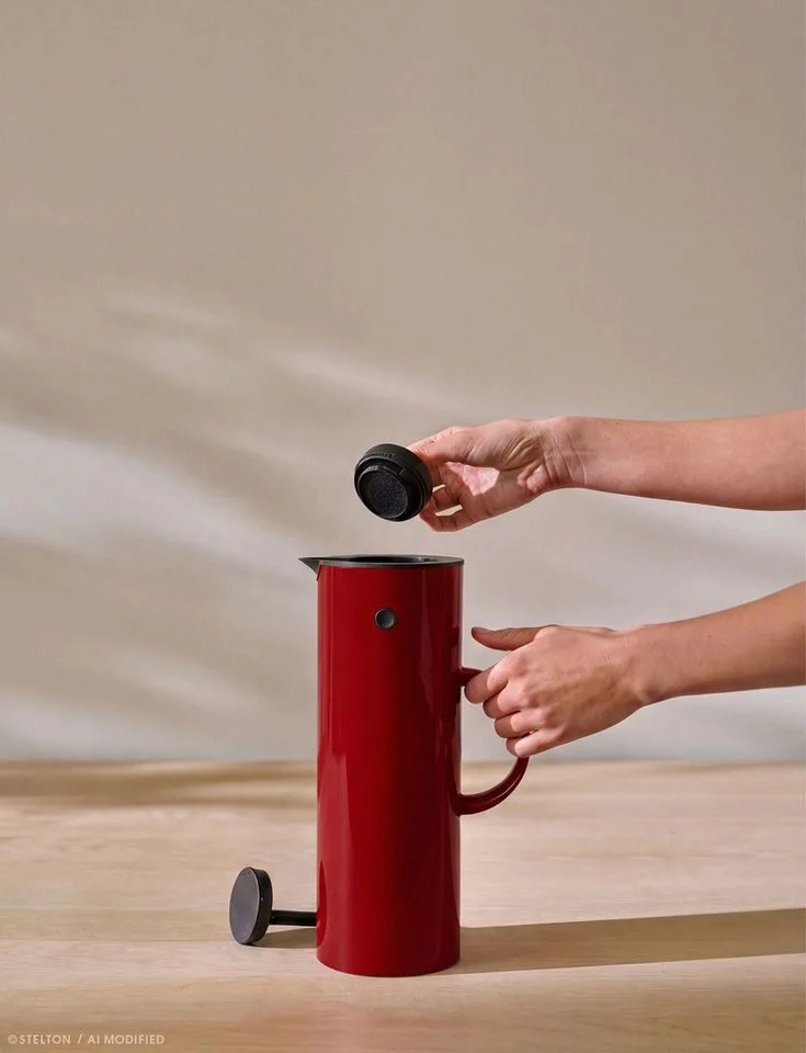 Isolierkanne, stelton Isolierkanne Thermoskanne EM77 Vol. 1 l van Stelton in Cherry red – productfoto 2 van 3