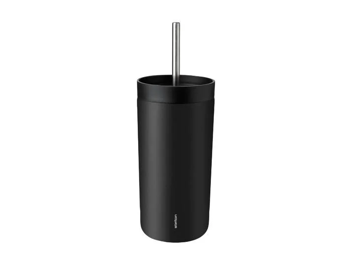 To Go Sip thermosbeker met rietje 0,4 L Soft black by Stelton – product photo