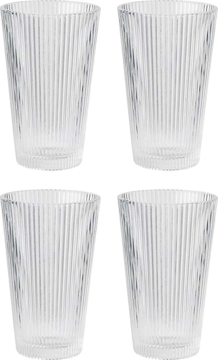 Pilastro - Drinkglas - Ribbel - 350 ml - 4 stuks by Stelton in [gid://shopify/Metaobject/201574646099] – product photo