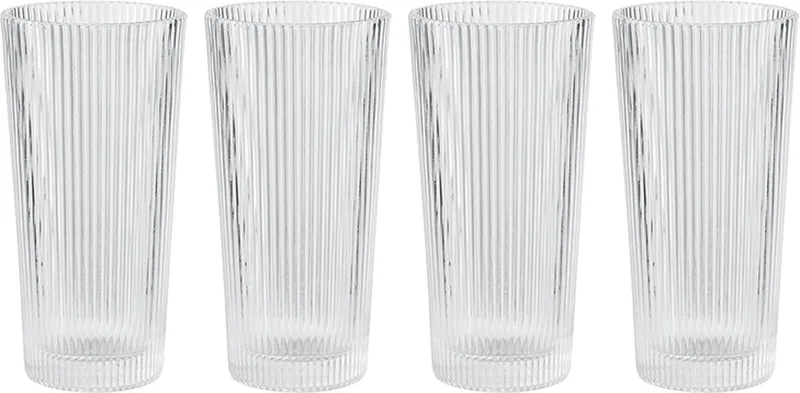 Pilastro - Longdrinkglas - Ribbel - 300 ml - 4 stuks by Stelton in Transparant – product photo