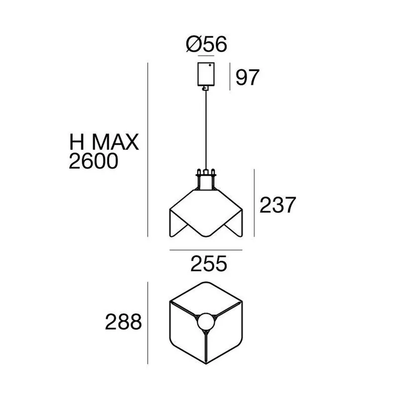 hanglamp Triedo, wit, lengte 29 cm, metaal fra Stilnovo i Hvid, Sort – produktbillede 2 af 5