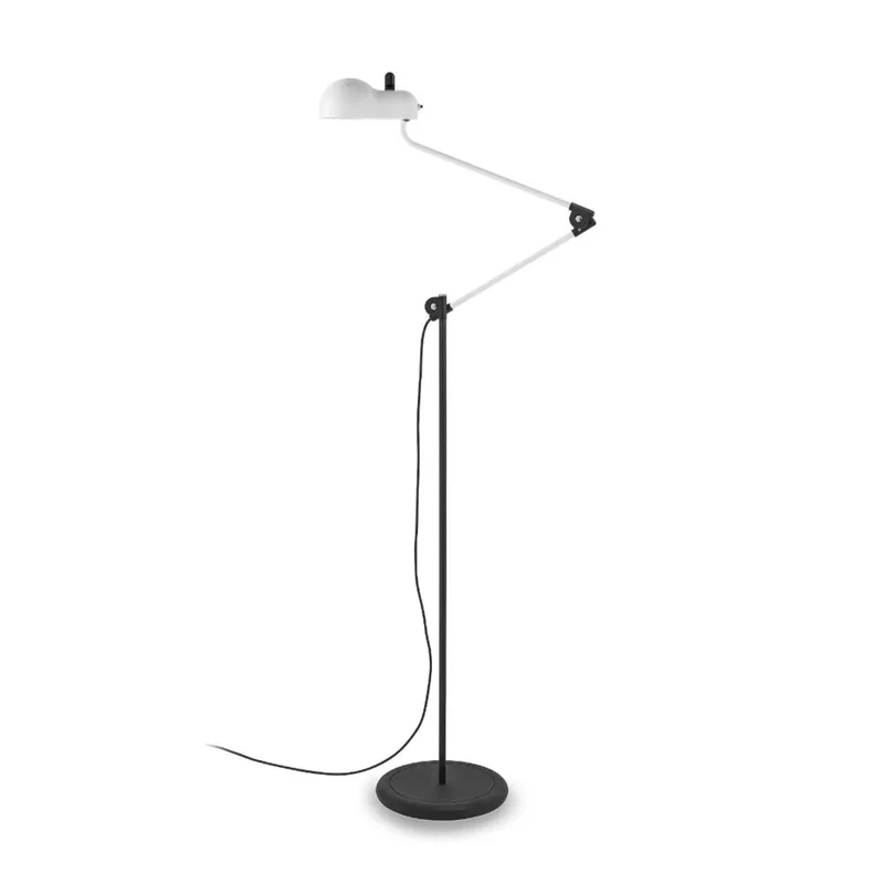 Topo LED vloerlamp, wit fra Stilnovo i Wit (RAL 9016), zwart gesatineerd – produktbillede