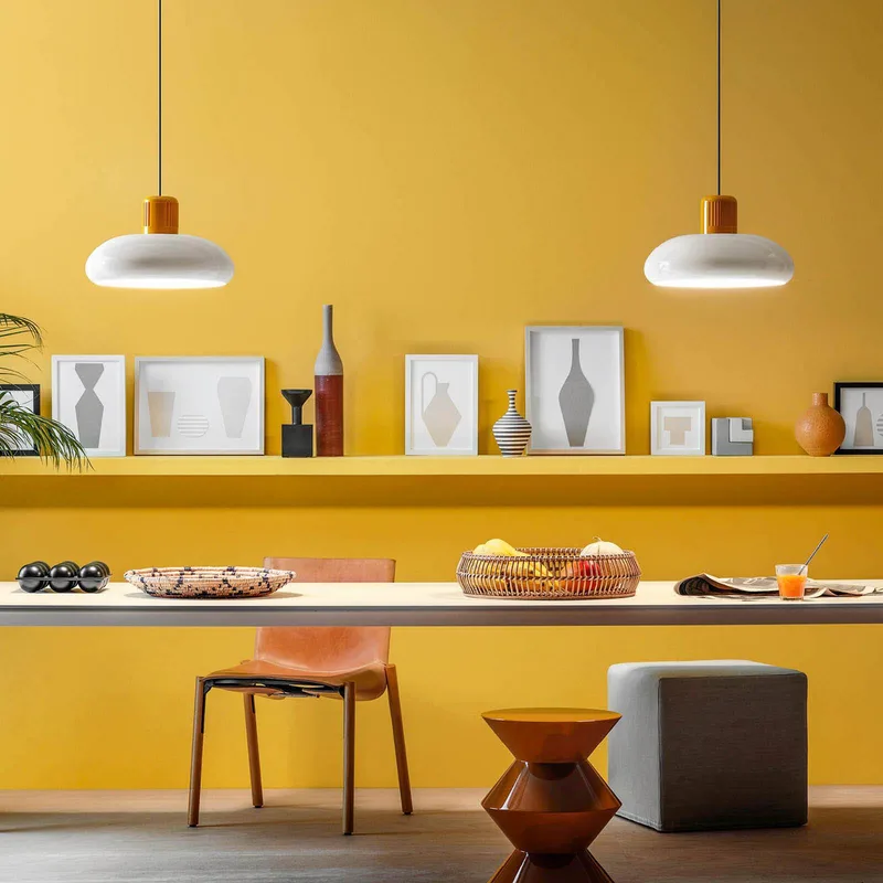 Trepiù LED hanglamp, wit/geel, Ø 40 cm, metaal van Stilnovo in Wit, geel – productfoto