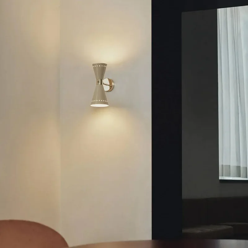 wandlamp Megafono, ivoorkleurig, 14 cm, 2-lamps. von Stilnovo in Ivoorkleurig, goudkleurig – Produktfoto